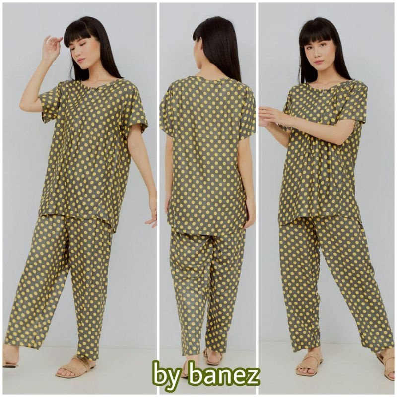 one set NEW POLKA tgn pendek by banez ecer dan grosir termurah se-Indonesia/homedress piyama busui/