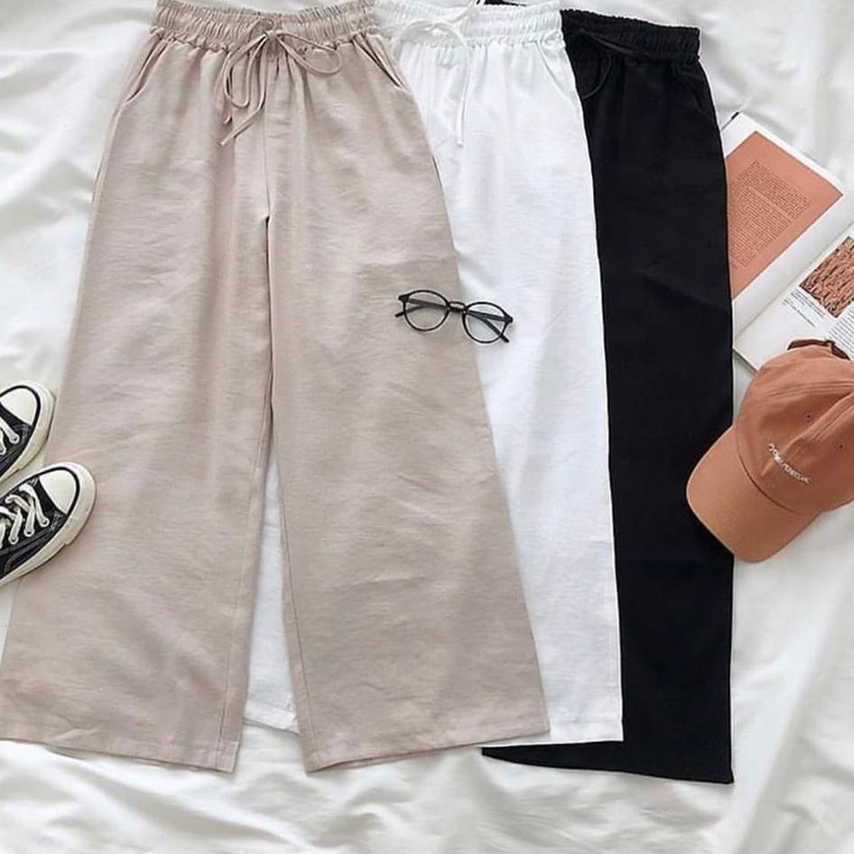 WIDI PANTS KULOT SERUT LINEN CREPE CELANA JUMBO WANITA BAWAHAN PREMIUM | GRG.10Jn22r