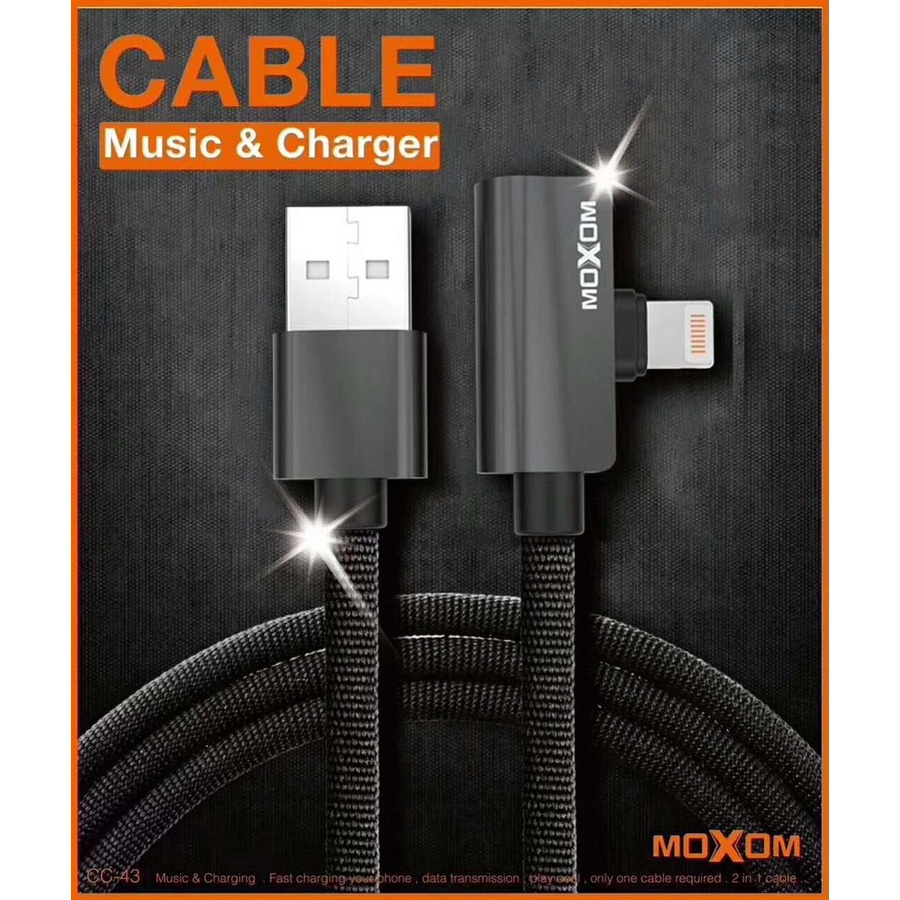 Moxom Kabel Data Charging + Music 2 in 1 iPhone USB Lightning Eaphone