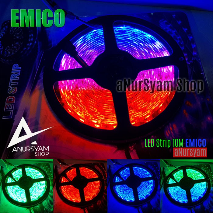 LED Strip 10M +Adaptor + Remote EMICO / Lampu Strip