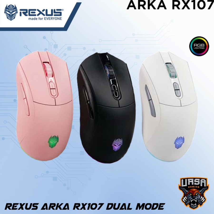mouse rexus arka rx107 rx 107 wireless dual mode rgb   gaming   resmi
