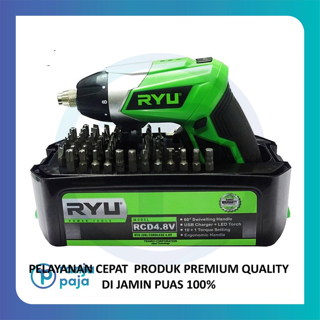 Mesin Bor RYU Cordless Screwdriver Set RCD4.8V / Bor USB Charge Cas