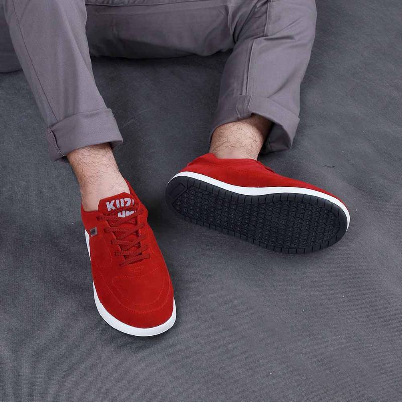 PROMO COD TERMURAH Sepatu Casual Sneakers Pria Maroon | Sepatu Cowok Keren Kulit Distro | Sepatu Kets Sekolah Kuliah Kerja Original