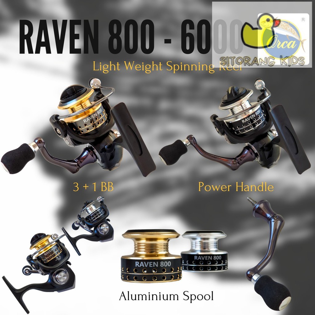 [Promo] Reel Spinning Orca Raven Power Handel 800-6000 Reel Kuat Power Handle Body Kokoh