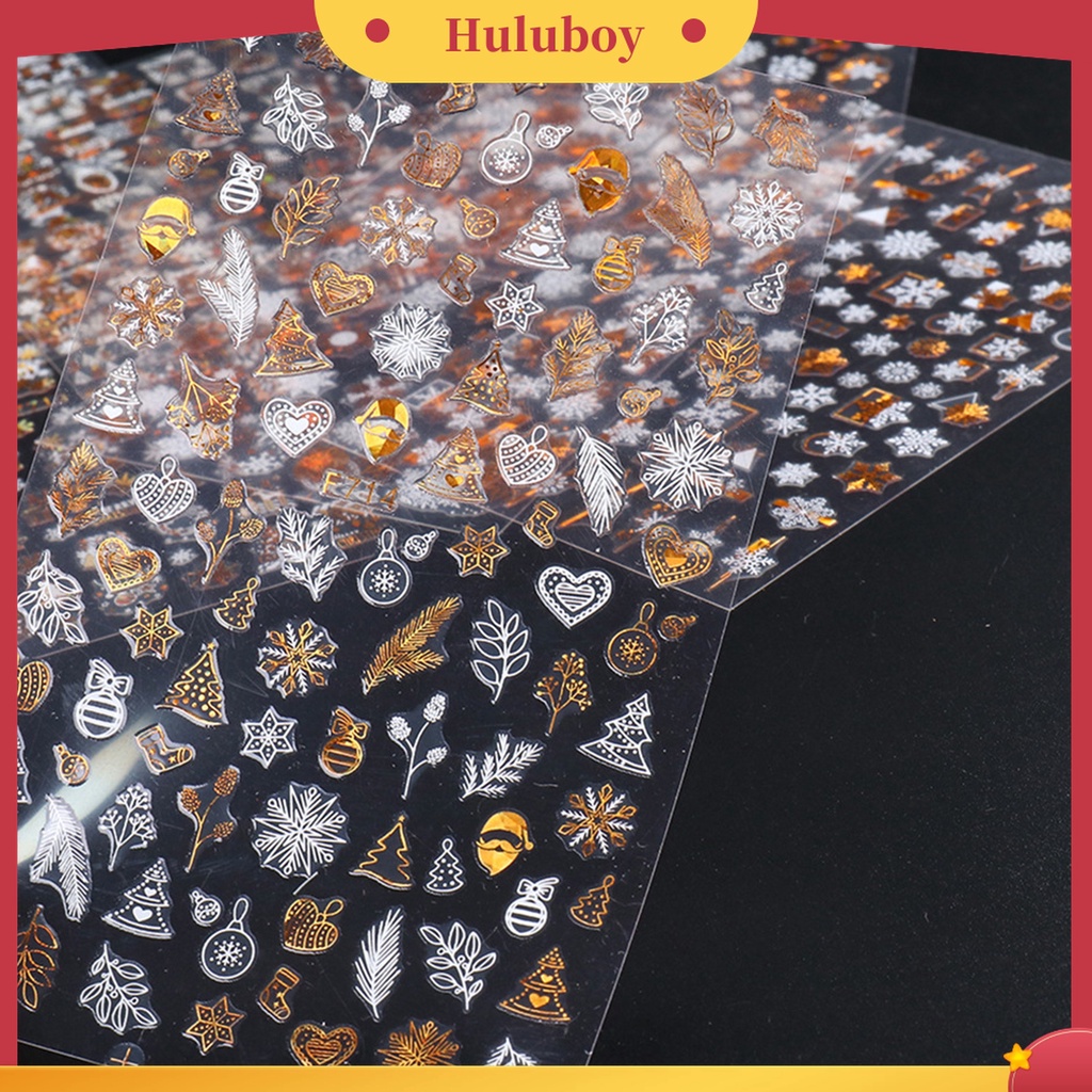 Huluboy Huluboy♡ Stiker Kuku Motif Snowflake Natal Untuk Dekorasi Nail Art