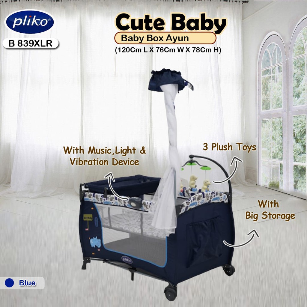 Box Bayi Pliko D Cute B 839 XLR baby elle rocking tempat tidur bayi ayunan modul elektronik ada tas