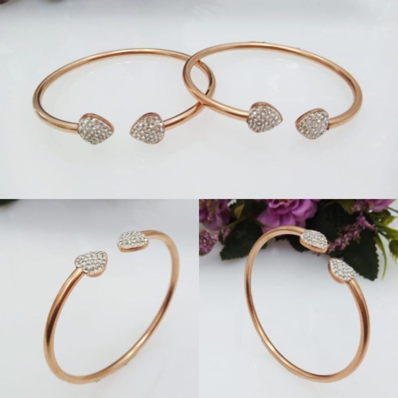 Gelang Titanium Wanita Gelang Titanium Silang Elastis Anti Karat