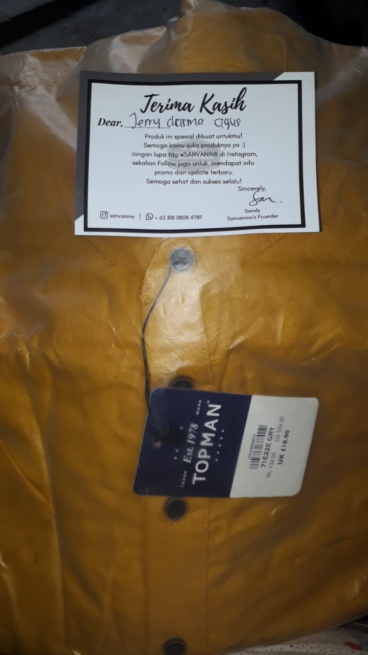 Sanvanina Kemeja Shanghai Pria Slim Fit Mustard E-1411a | Baju Koko Shanghai Pria Mustard