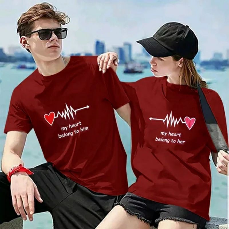 couple kaos tren kekinian - baju pasangan kaos tren korea
