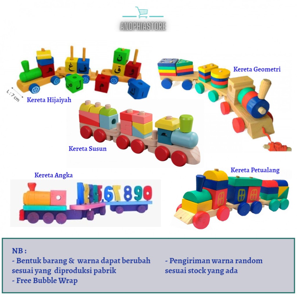 Mainan Kereta Api Kayu Mainan Edukasi Kereta Api