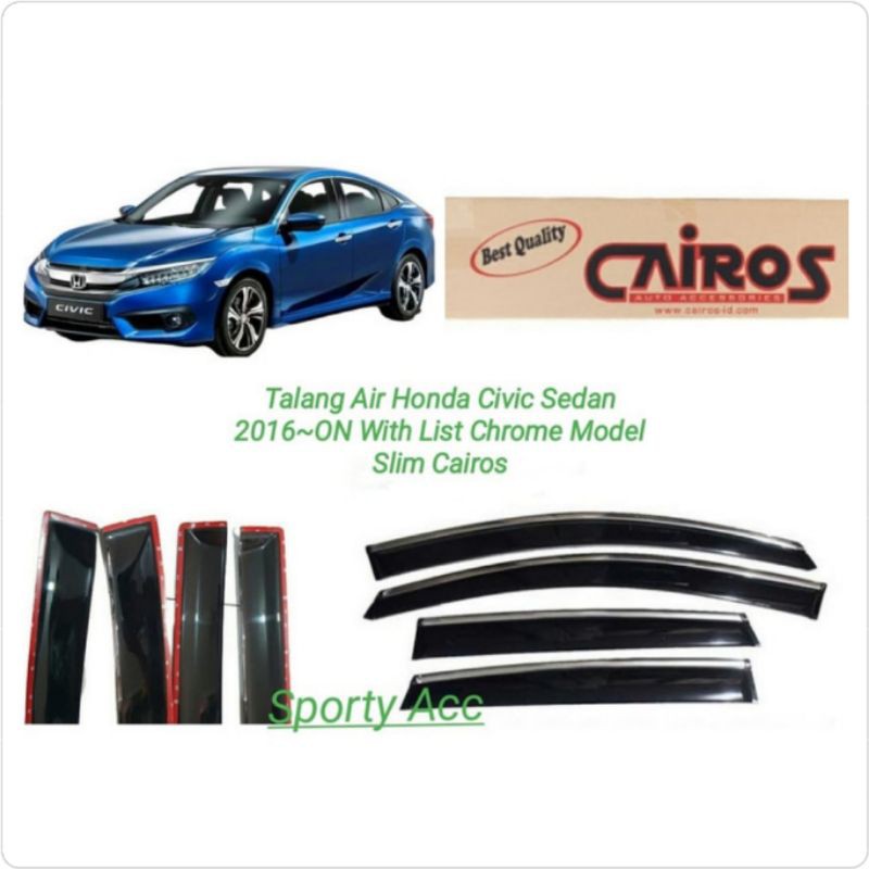 Talang Air Civic 2016-ON Slim With List Crome Merk Cairos