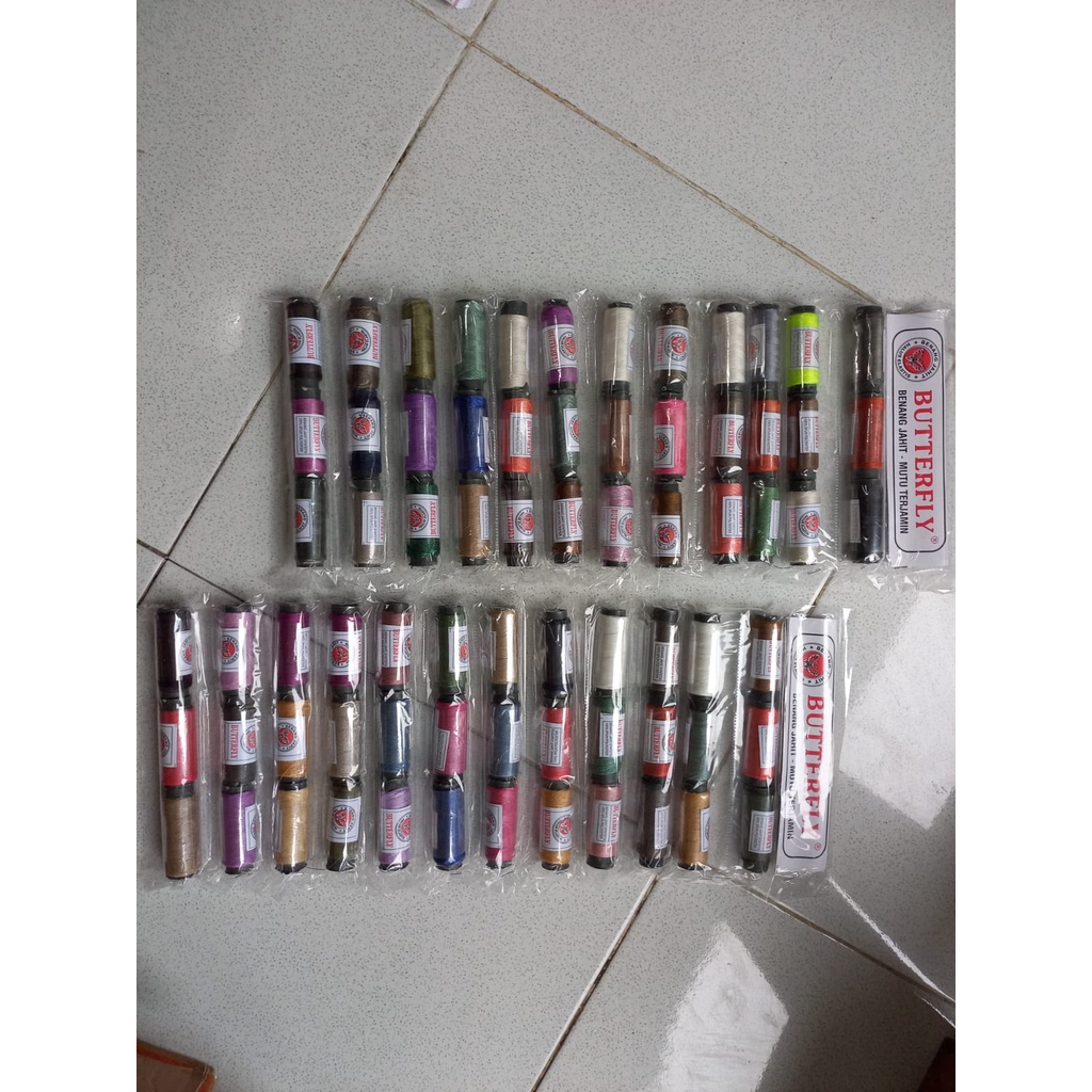 benang WARNA isi 36 butterfly/benang jahit syntetis/36 pcs benang halus