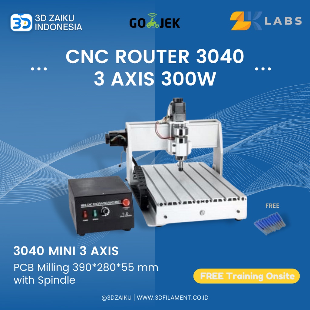 CNC Router 3040 Mini Mesin CNC PCB Milling 390*280*55 mm with Spindle - Full Set