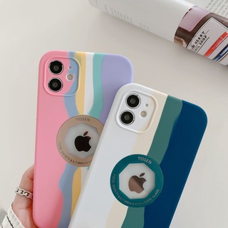 Case Candy Rainbow Iphone For 13 12 11 Pro Max Silikon Liquid New Arrival Leak Logo