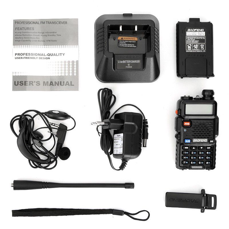 baofeng uv5r plus 8 watt baterai 2800 magh free earset