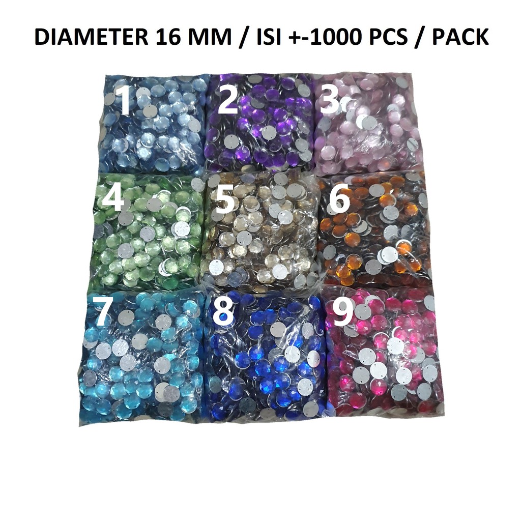 Payet Diamond Kristal Sequin Bulat 16 mm @1000 pcs Grade A