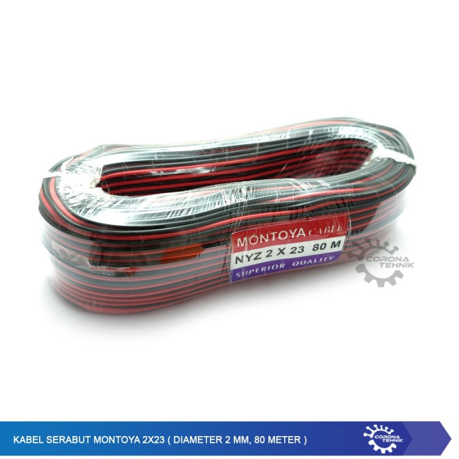 Kabel Serabut Montoya 2x23 ( Diameter 2 mm, 80 Meter )