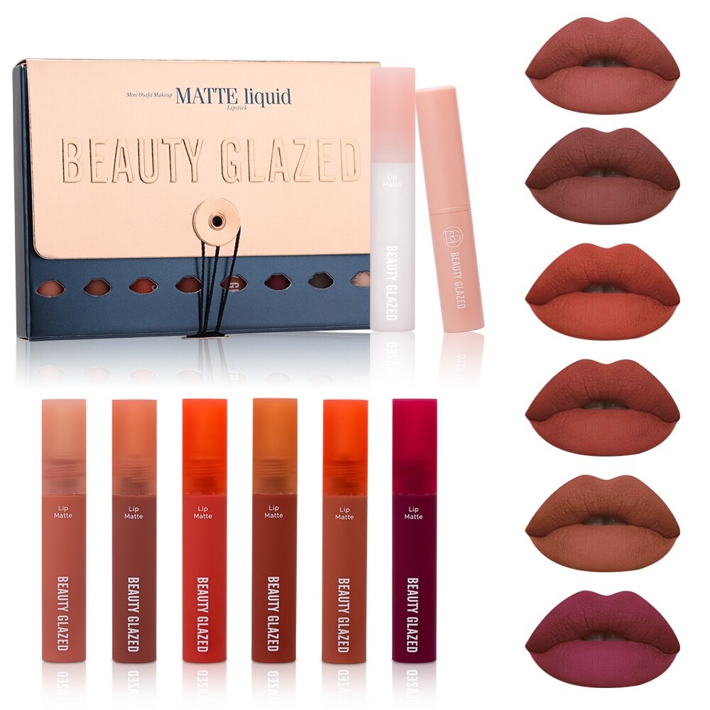 Beauty Glazed LIP SET 8 PCS B100 Colors Beauty Glazed Lipstick Beauty Glazed Lipstik Beauty Glazed Lipcream Beauty Glazed Lip Cream Beauty Glazed Lipstick Matte Beauty Glazed Lip Matte