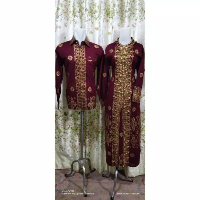 COUPLE GAMIS LIST BATIK SONGKET PALEMBANG MARON