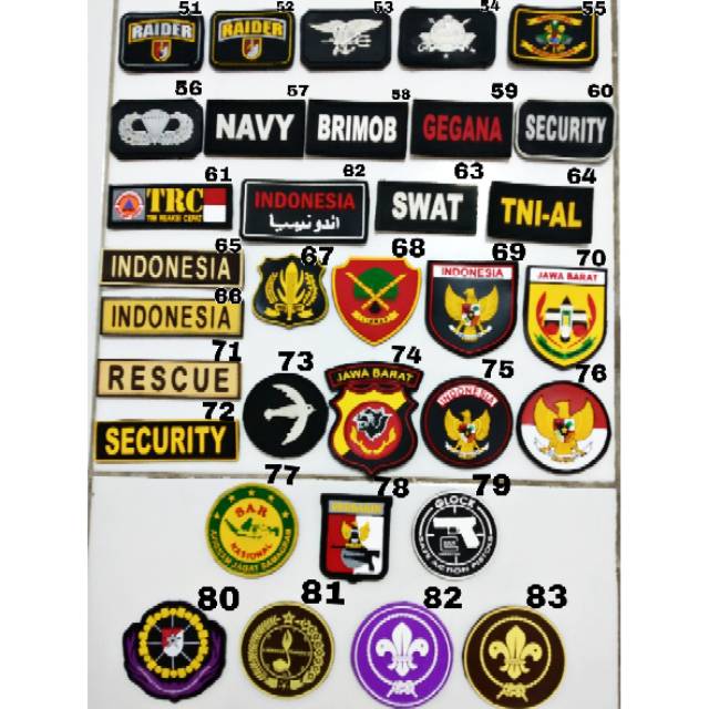 Pacth luber tempelan velcro / topi baju jaket celana kemeja kaos army