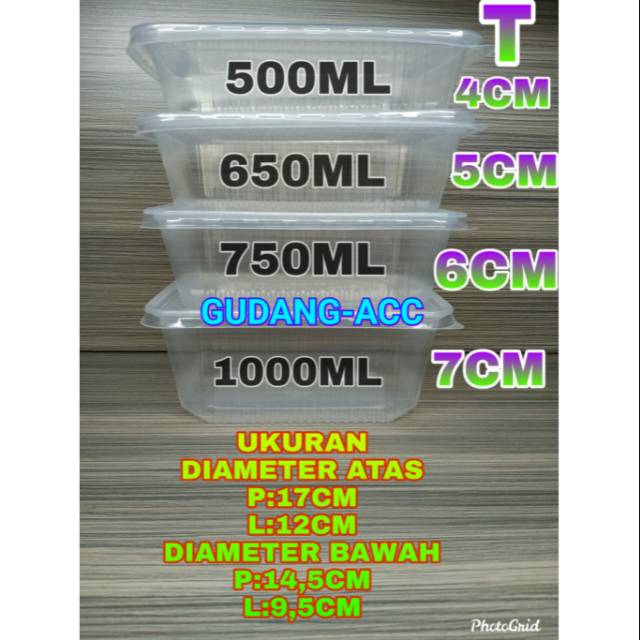 Thinwall Kotak Makan Food Container Food Box  Mika Box 500ml 650ml 750ml 1000ml