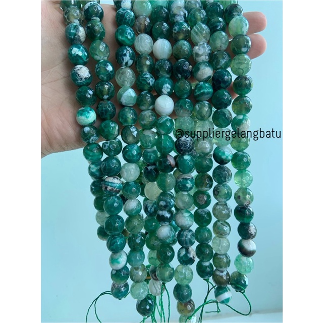 bahan CUTTING GREEN WHITE PERSIAN JADE 12mm batu import putih hijau