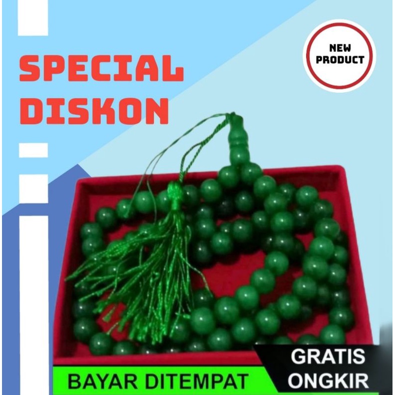 Tasbih Batu Alam Giok Ukuran 10 MM/Tasbih Giok Hijau Original (TERLARIS)