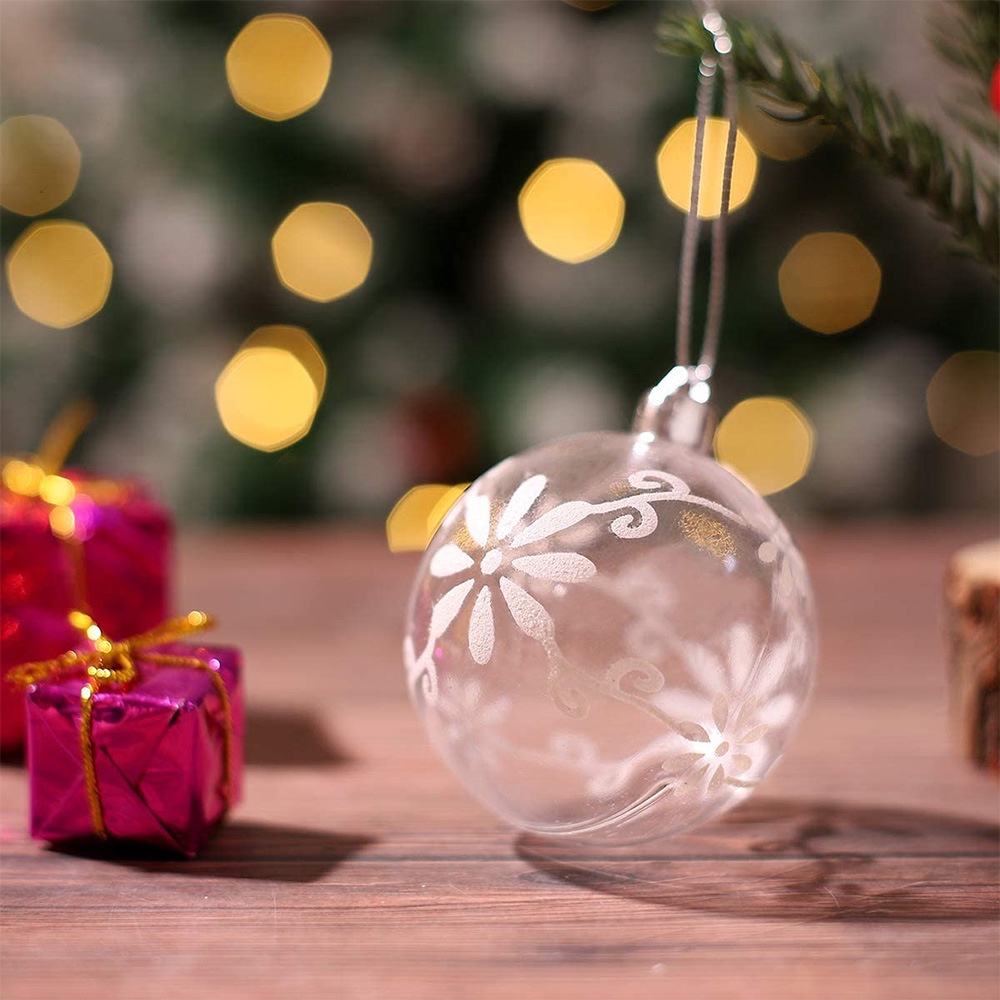 [Christmas Products] 6Pcs/Set Plastic Painted Clear Christmas Balls Ornaments