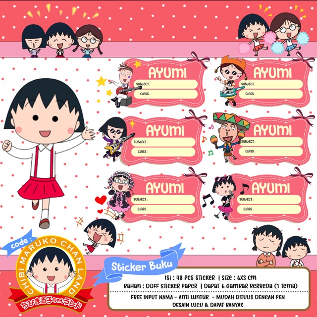 

48pcs STICKER BUKU BISA CETAK NAMA