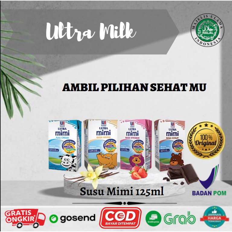 

SUSU ULTRA MIMI 125 ML SATUAN / SUSU ANAK SIAP MINUM / COKLAT/ STAWBERRY/ FULLCREAM/ SUSU UHT Ecer MURAH