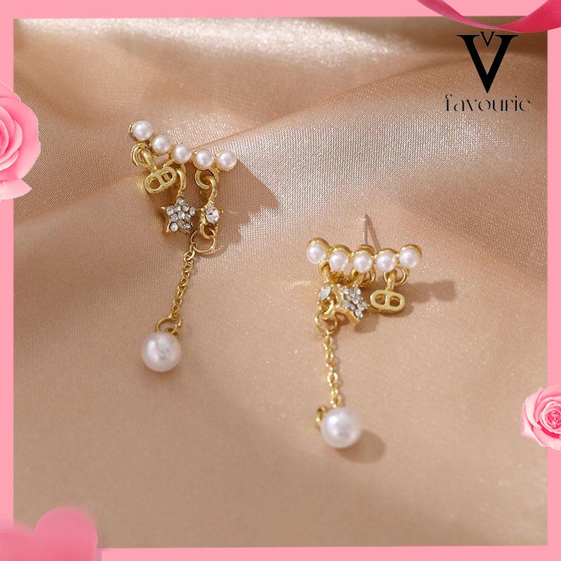[COD]Anting Stud Rumbai Mutiara Bentuk Bintang Untuk Wanita-FA