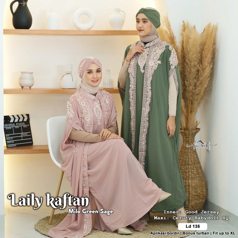 Kaftan MAHERA Wanita Lebaran Seragaman Bahan Ceruty Babydoll Free Inner Gamis Dan Turban