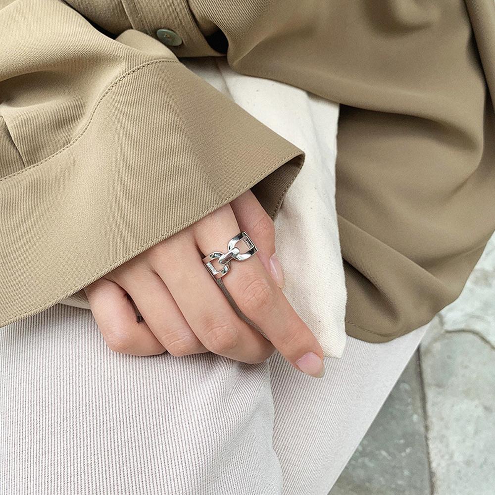 Needway Kunci Rantai Cincin Elegan Wanita Korea Trendi Hadiah Geometris Terbuka Ring