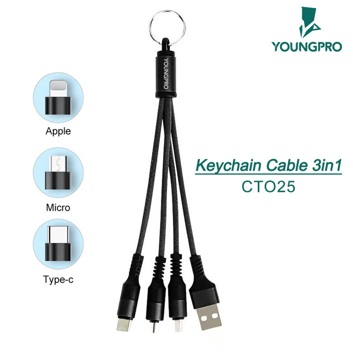 KABEL DATA YOUNGPRO  KEY CHAIN  3IN1 iOS MICRO TYPE C CTO-25