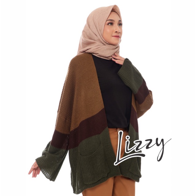 Lizzy - OVERSIZED CARDIGAN PASTEL GREYISH ARMY MIX PREMIUM