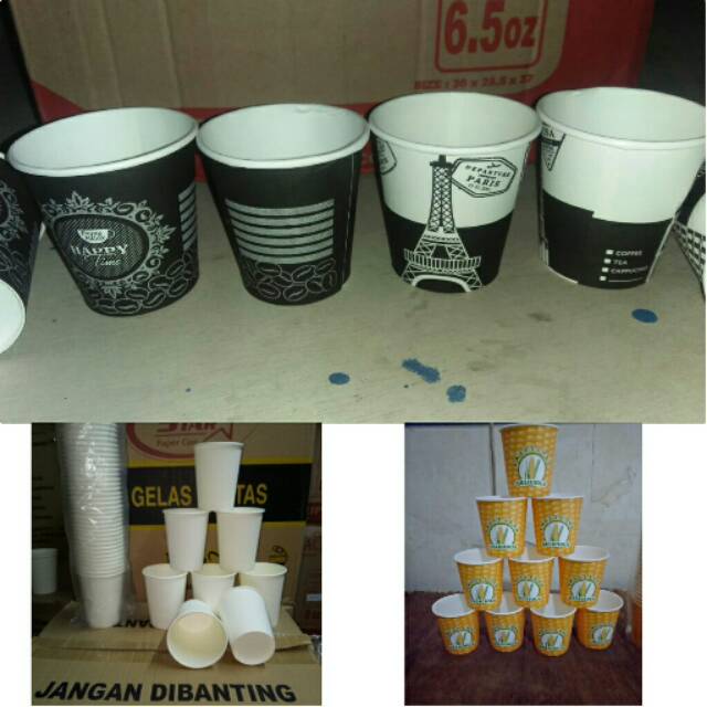 GELAS Kertas Paper cup 6,5 OZ POLOS Jagung JASUKE POP SWEET CORN Motif Kopi Hot Coffe Teh 6.5oz 6.5