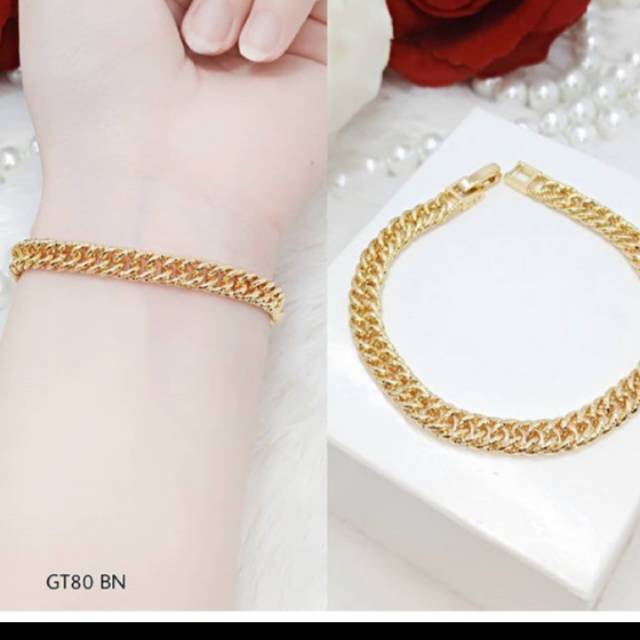 Gelang tangan rantai sisik naga kecil perhiasan wanita lapis emas gold aksesoris fashion wanita