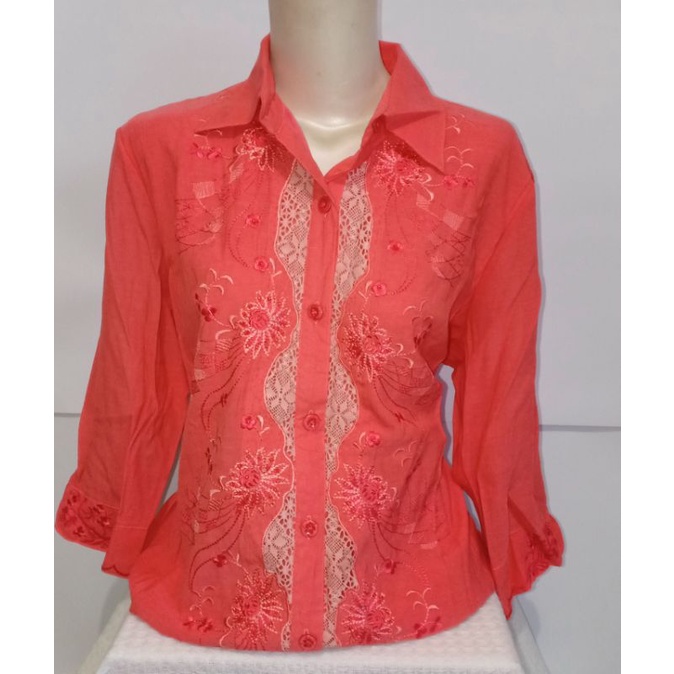 KEMEJA ATASAN WANITA TANGAN 3/4, APLIKASI BORDIR, RENDA, PAYET CANTIK