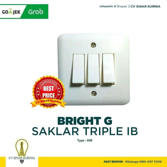 IB Saklar Triple BRIGHT-G 808 / IB Saklar Tiga BRIGHT G 808
