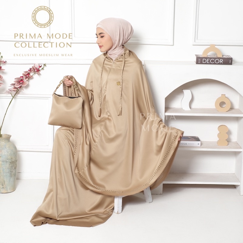 Mukena Dewasa Silky Daily Lasercut 2in1 Chain Series Aleesa Tas Rantai Aleena