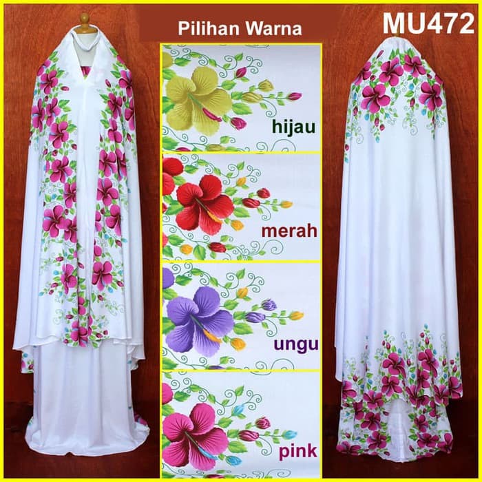 Best Seller  Mukena Bali Putih Katun Rayon Bunga Sepatu Dewasa dan Remaja MU472