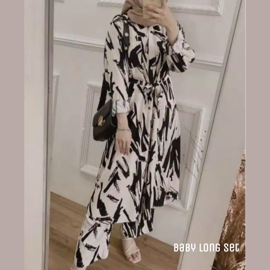 One set Rayon Viscose Busui Ld 100 - 110 Motif Kekinian-BABY LONGSET LD100