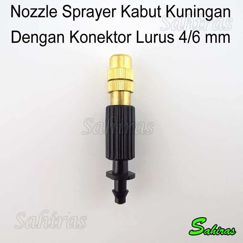 Nozzle Sprayer Kabut Bahan Kuningan Dengan Konektor Lurus 4/6 mm