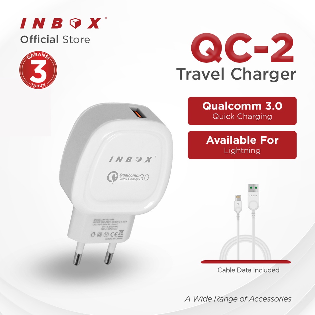 kepala charger   adaptor   charger   travel charger inbox lightning qc 2 qualcomm all type iphone 5 