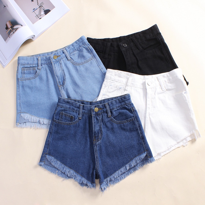 YAOSHI- Celana Short Pants Wanita Denim Summer Pinggang Tinggi Rumbay  (Bahan/Denim Good Quality)