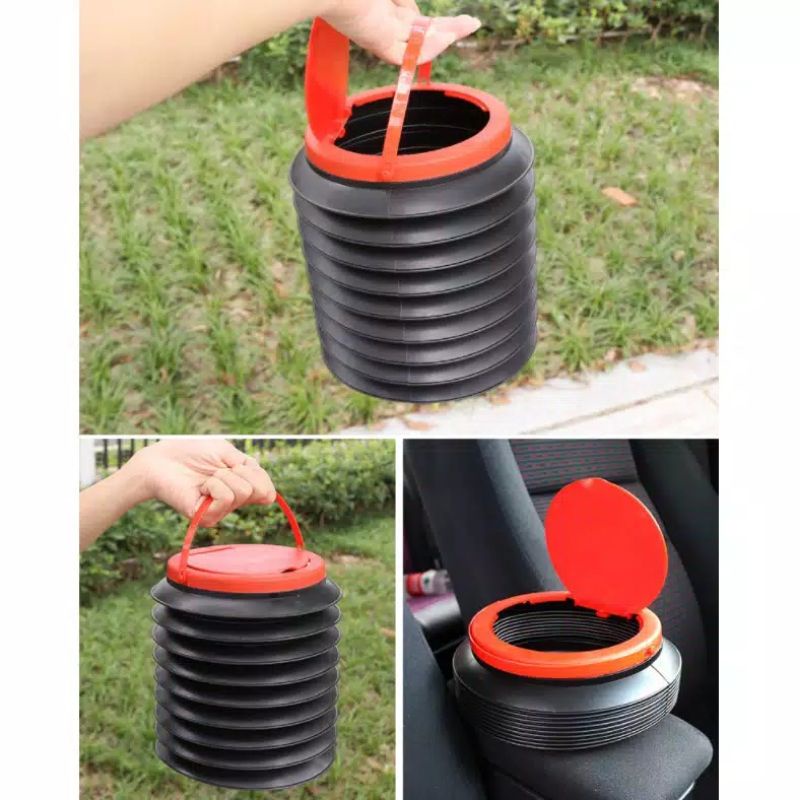 Tempat Sampah Lipat  Serbaguna  / Tong Sampah Lipat ( ada penutup ) / Tempat Sampah Lipat Mobil Car Foldable Mobil Ember Fleksibel Storage Serbaguna