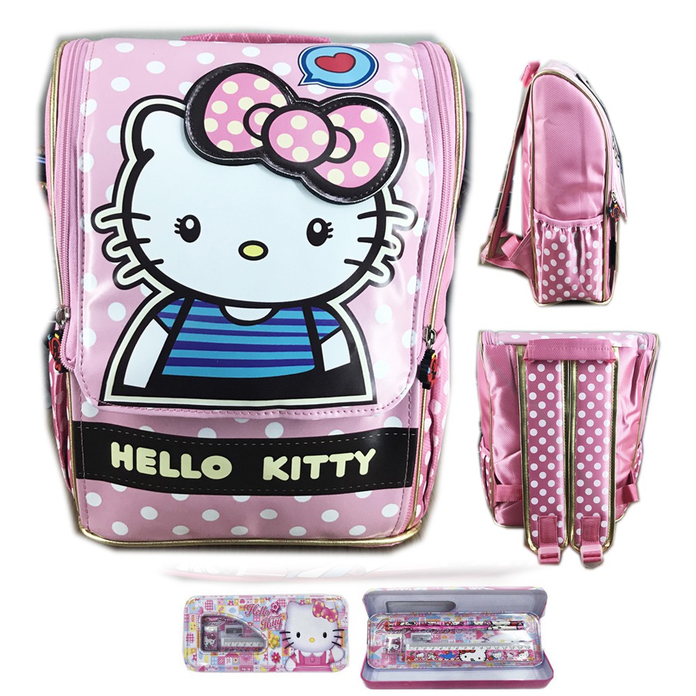 FREE ONGKIR + PROMO TERMURAH !!! Tas Ransel Sekolah TK Hello Kitty Jepang Rose Gold Polkadot S