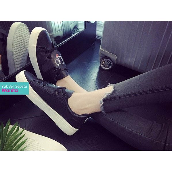sepatu sneakers wanita - sepatu bebek size 37 - 40 warna hitam kuliah jalan jalan