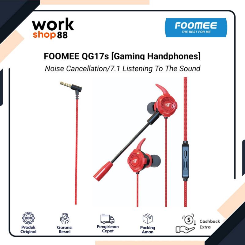Baru FOOMEE QG17 & QG17s Gaming Headphones Music Headset Mikropon - New Original Garansi Resmi - Fit