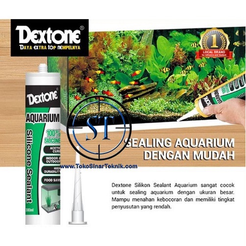 CLEAR Lem Dextone Kaca Aquarium Silicone Sealant Tabung Neutral Anti Bocor Anti Susut Tidak Bau Asam 300ml - Warna Bening